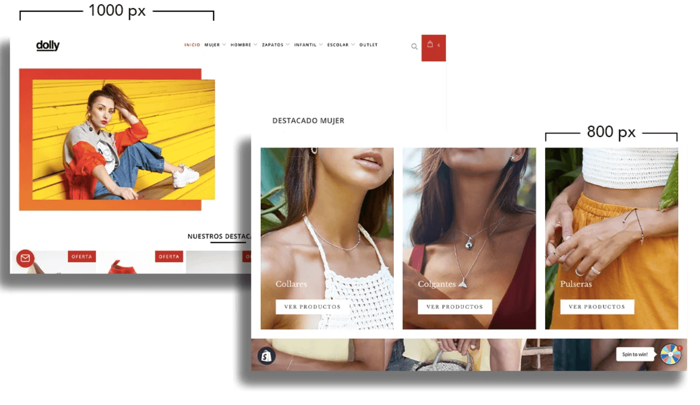 Tamaño de imágenes para categorías y colecciones